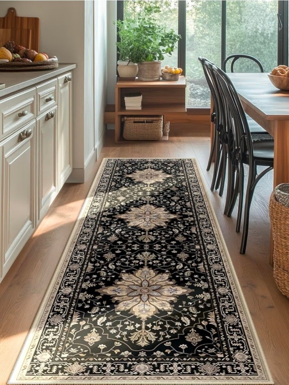 Area Rugs Runner 2'x8' Washable Non-Slip, Floral Vintage Distress Print *New*